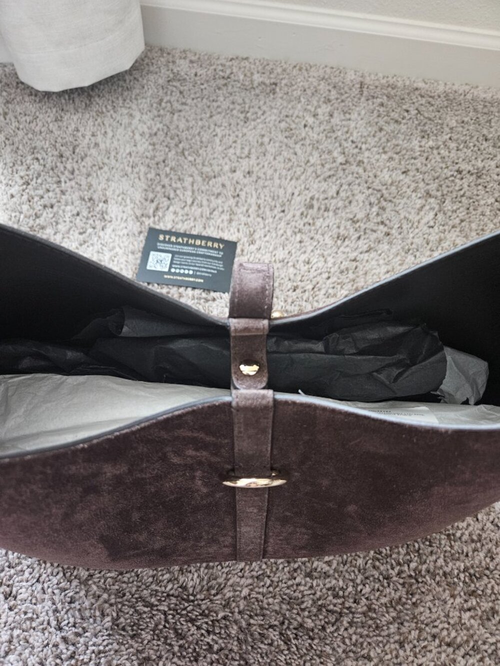 STRATHBERRY Kite Hobo Maxi Bag Suede Chocolate Brown - Picture 9 of 14
